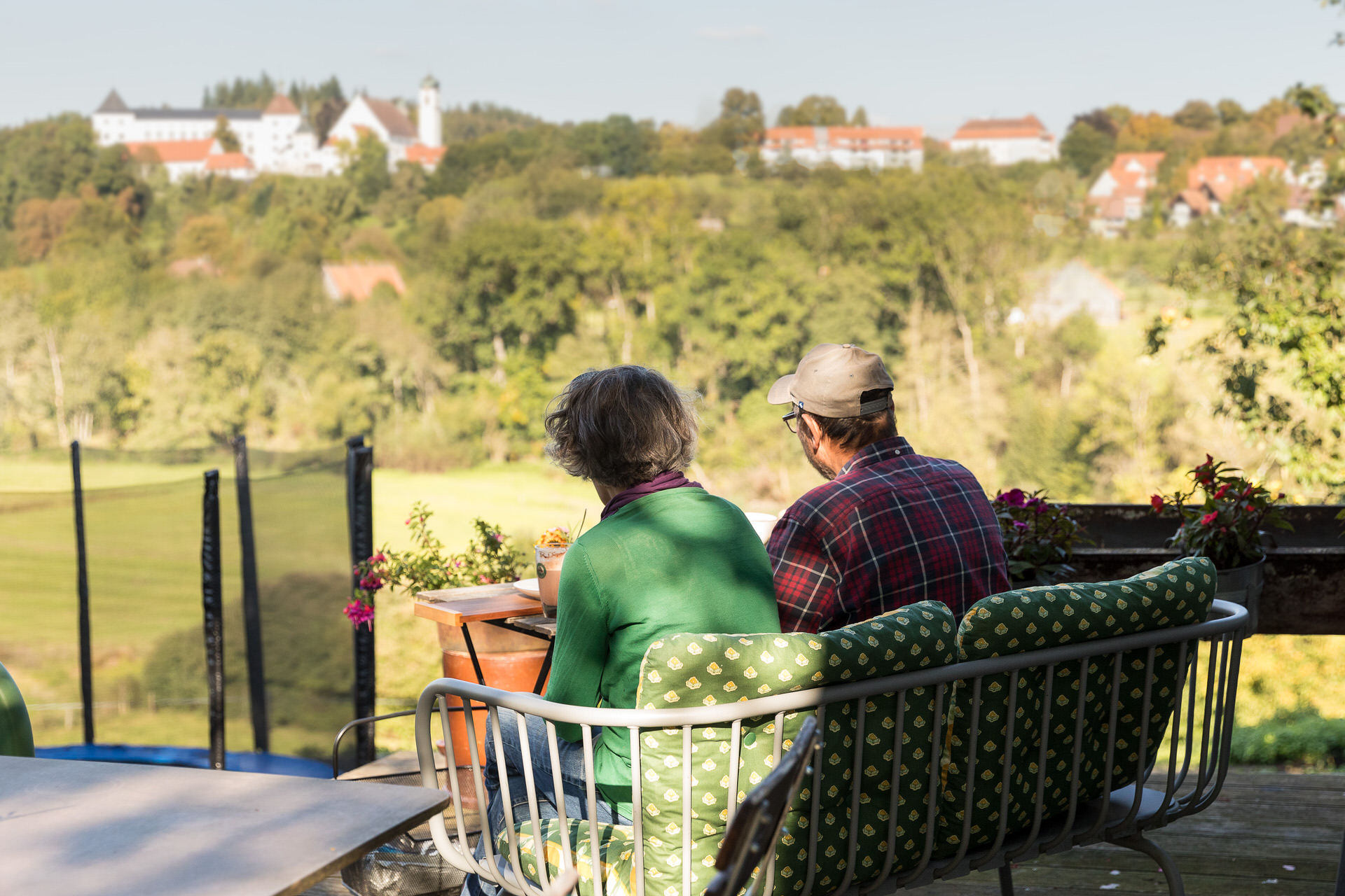 Samhof Café Blick vom Samhof Café auf das Schloss Wolfegg